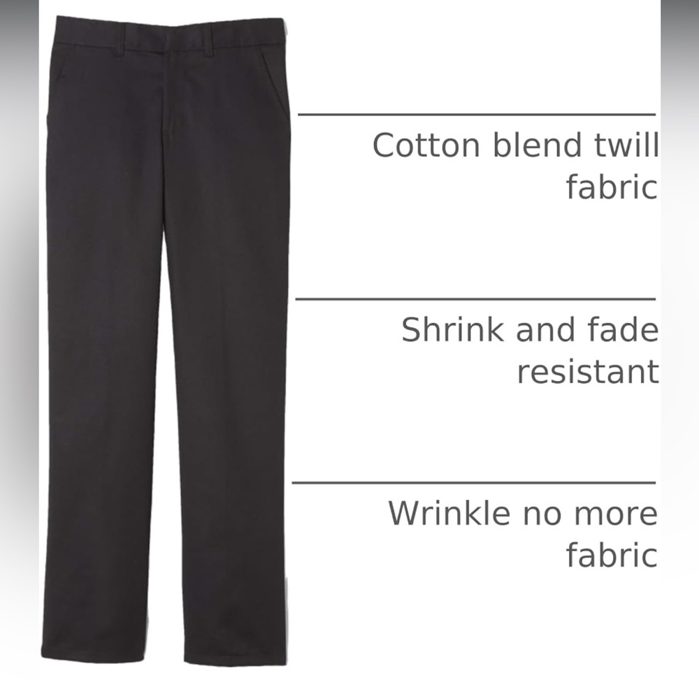 French Toast boys Adjustable Waist Relaxed Fit Pants, Dark Black - size 12 - Picture 4 of 9